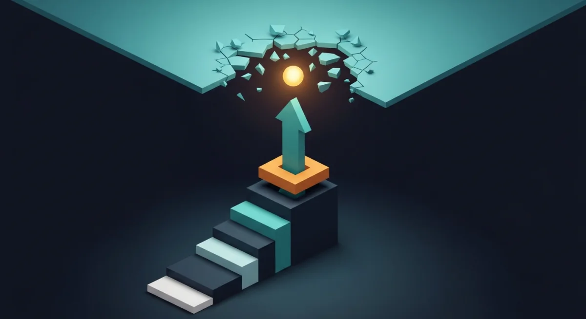 Isometrische Illustration: Aufsteigende Plattformen mit Leuchtorb, Konzept der Reform 2026 mit höheren Fördersätzen